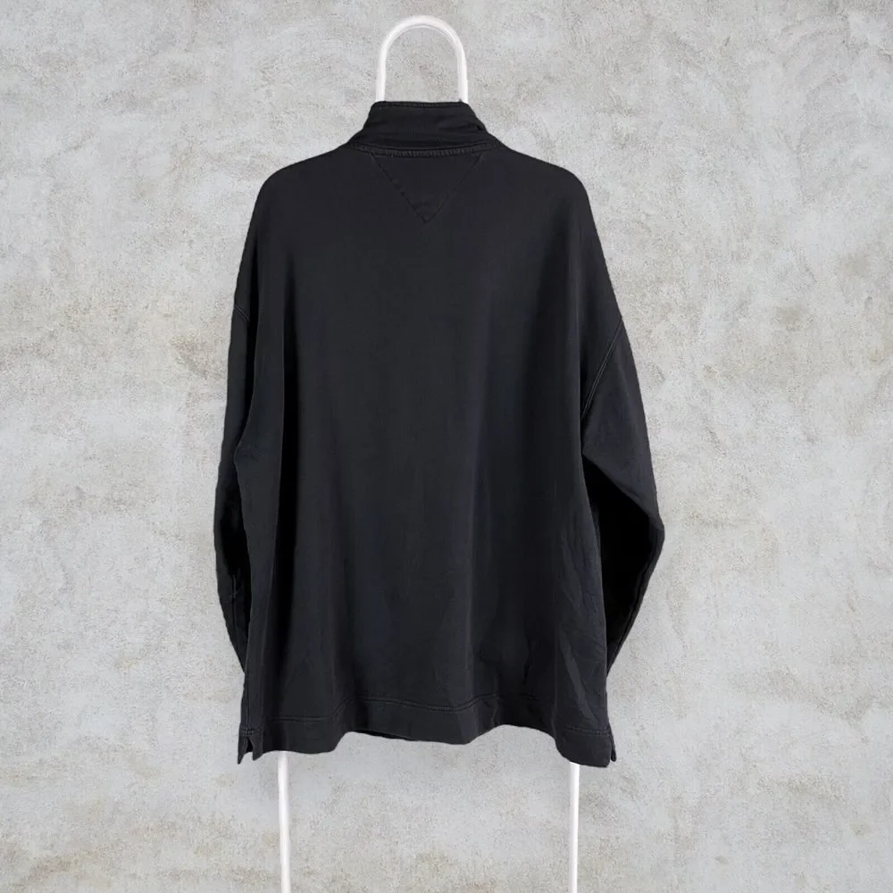 Vintage Black Tommy Hilfiger Sweatshirt 1/4 Zip Mens XL - Picture 5 of 6